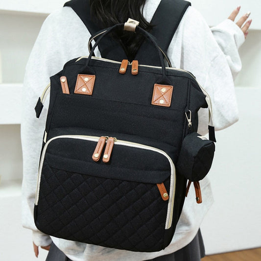 Large Diaper Backpack-SA2408-274(Black) Blankets Apricot