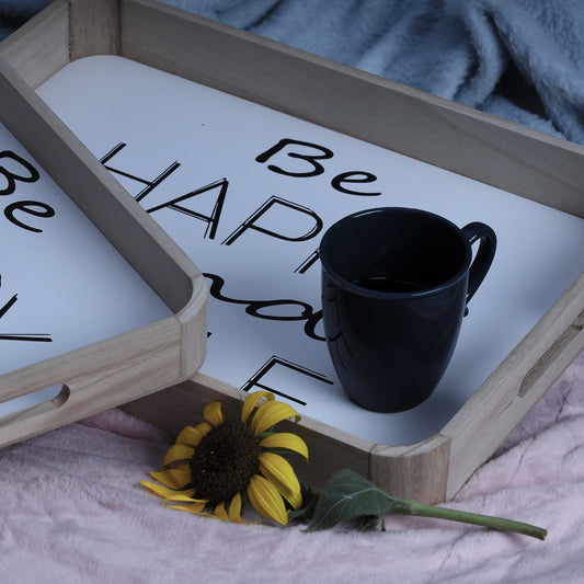 2 PCs Be Happy And Smile tray Set-YF24 Apricot