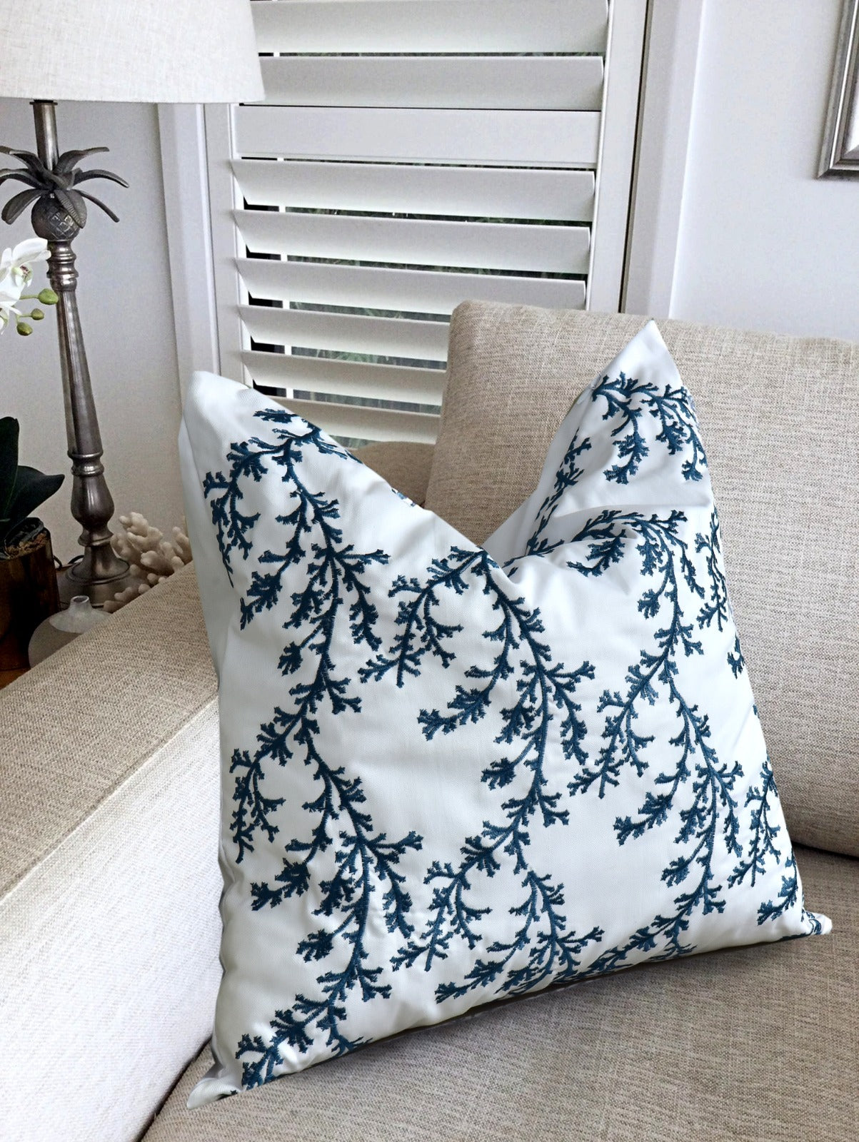 2 PCs Blue Embroidered 5338 Cushions cushions Apricot