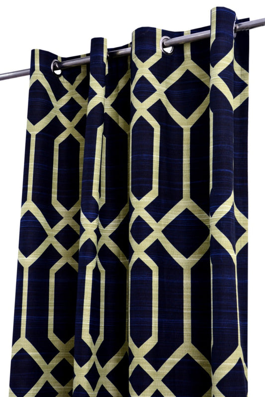 2 PCs Duck Curtains Panel-Blue Geometric Curtains Apricot