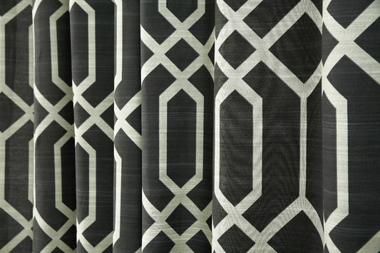 2 PCs Duck Curtains Panel-Beige Geometric Curtains Apricot