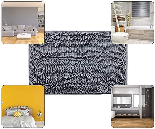 2 PCs Microfiber Anti Slip Commode Mat Set- Dark Grey Bath Mats Apricot