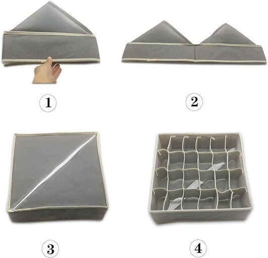 2 Packs Foldable Drawer Organizers for Clothing-5018 -24 Grids Apricot