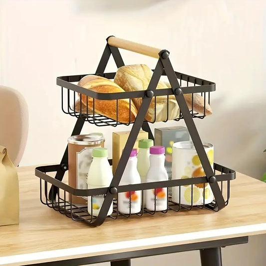 2 Tier Metalic Multi Purpose Storage Basket- Black(5322) Apricot