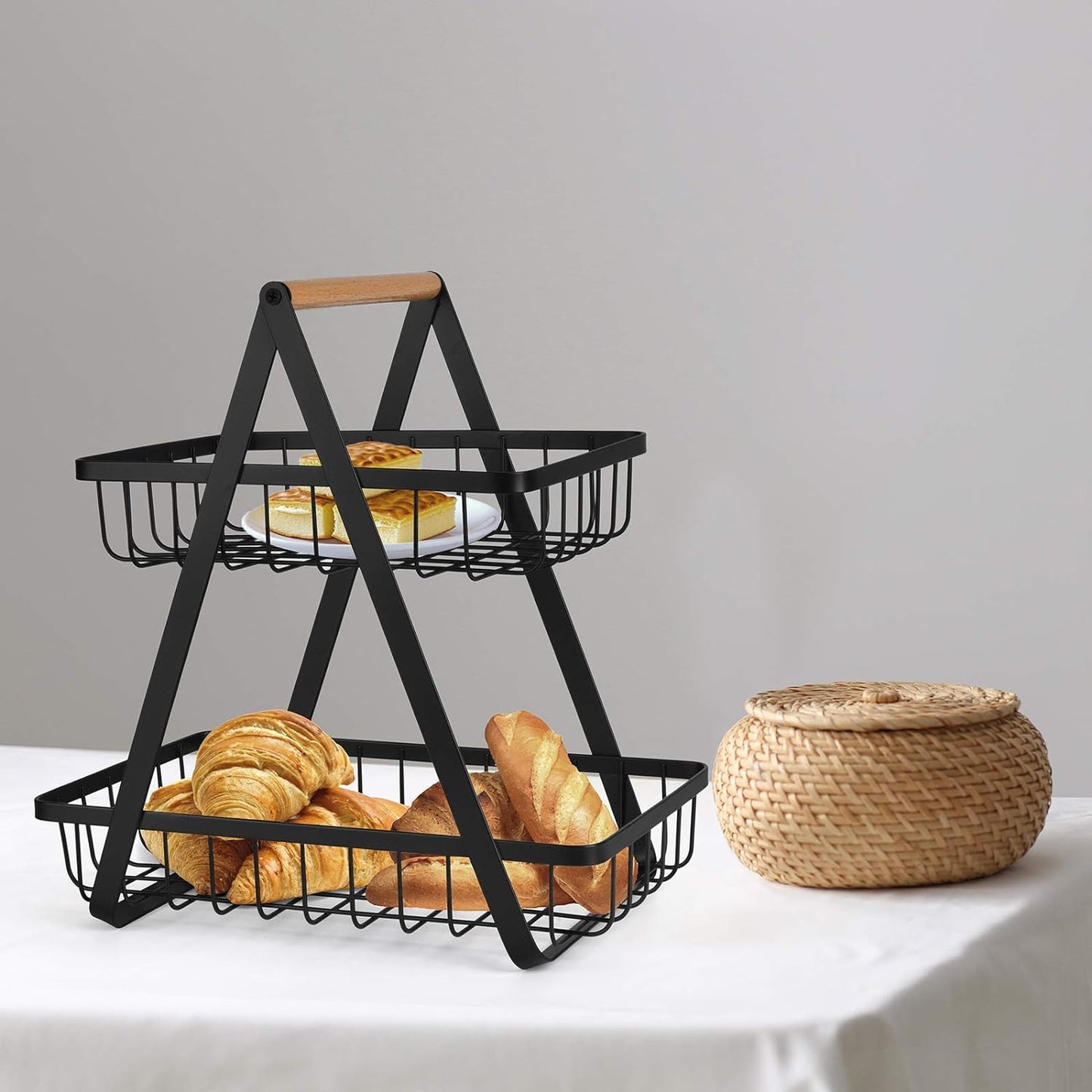 2 Tier Metalic Multi Purpose Storage Basket- Black(5322) Apricot