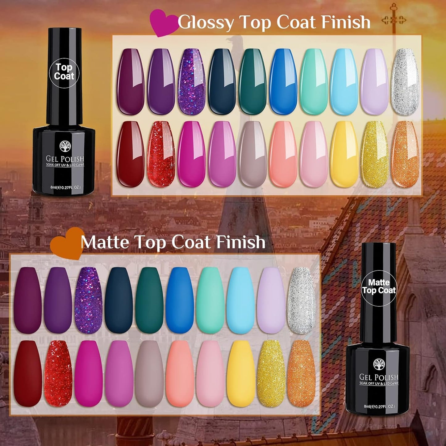 23 PCs Nail Art Acrylic Gel Nail Polish Set Nail Polishes Apricot
