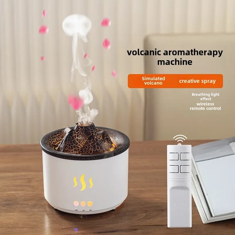 260ML Volcano Aromatherapy Wood Grain Crackling Humidifier-SA2405-186 Apricot