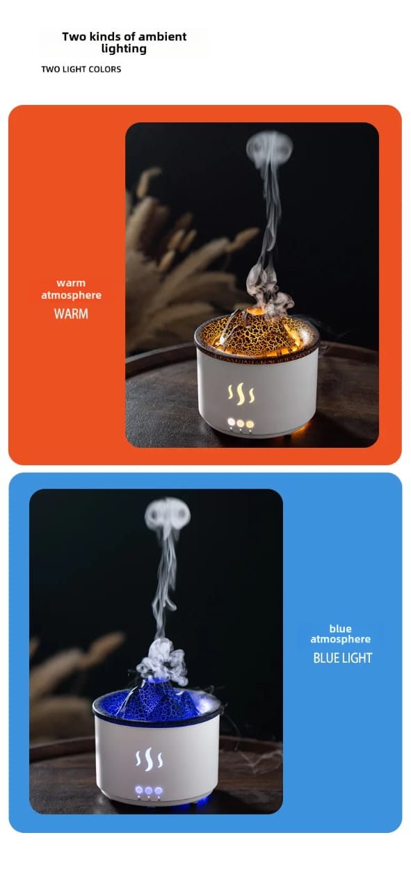 260ML Volcano Aromatherapy Wood Grain Crackling Humidifier-SA2405-186 Apricot