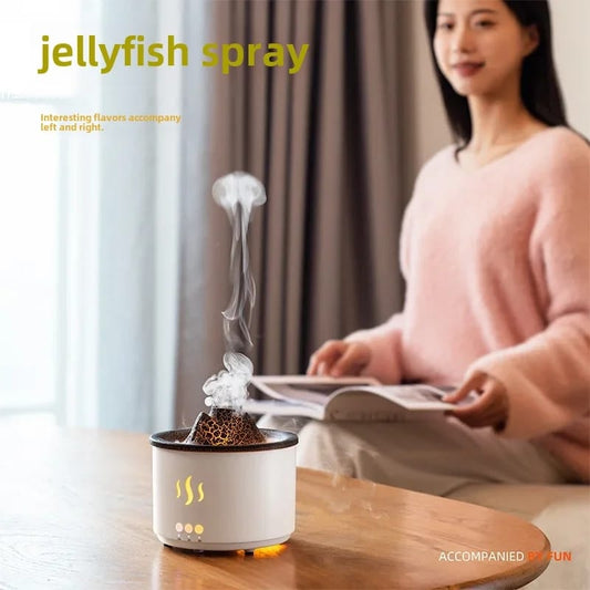 260ML Volcano Aromatherapy Wood Grain Crackling Humidifier-SA2405-186 Apricot