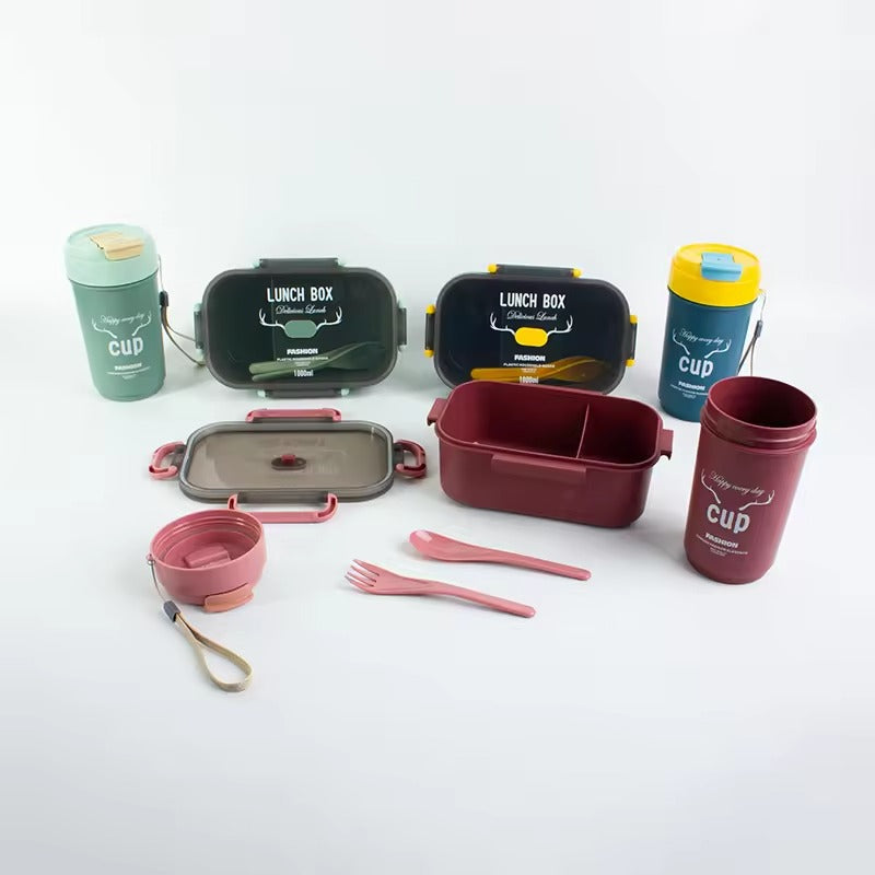 2PCS Lunch Box Set-(5897) Mate Pink Apricot