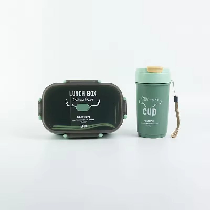 2PCS Lunch Box Set-(5898)Mate Sea Green Apricot
