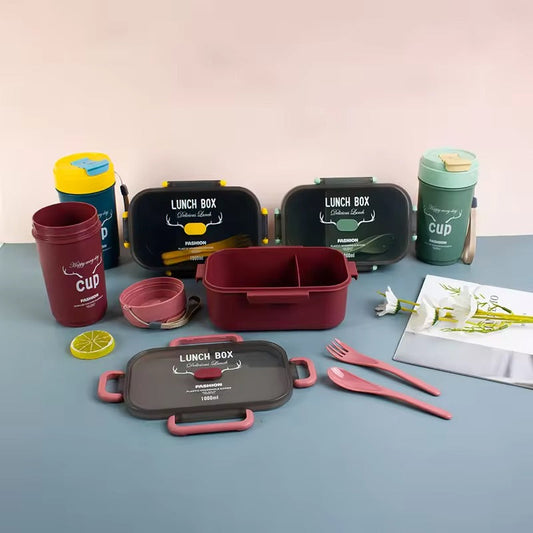 2PCS Lunch Box Set-(5898)Mate Sea Green Apricot