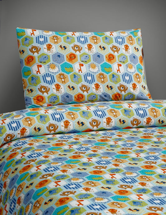 2Pcs Single Bed Sheet-Monkey in Jangle single bed sheet Apricot