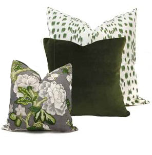 3 PCs Digital Printed Cotton Cushions-Green Flowers cushions Apricot