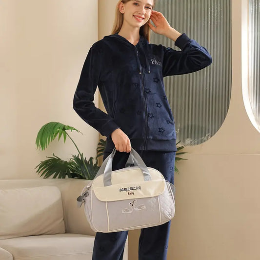 Multi function Mommy Bag with Large Capacity-SA2408-273(Grey) Blankets Apricot