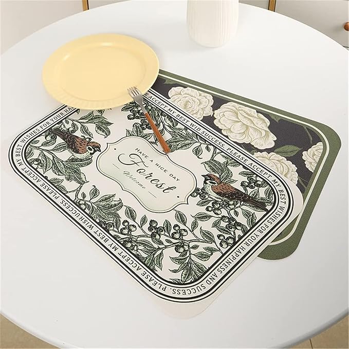 2pc Leather Placemats-Jasmin Flower(SA2405-262) Table Mats Apricot