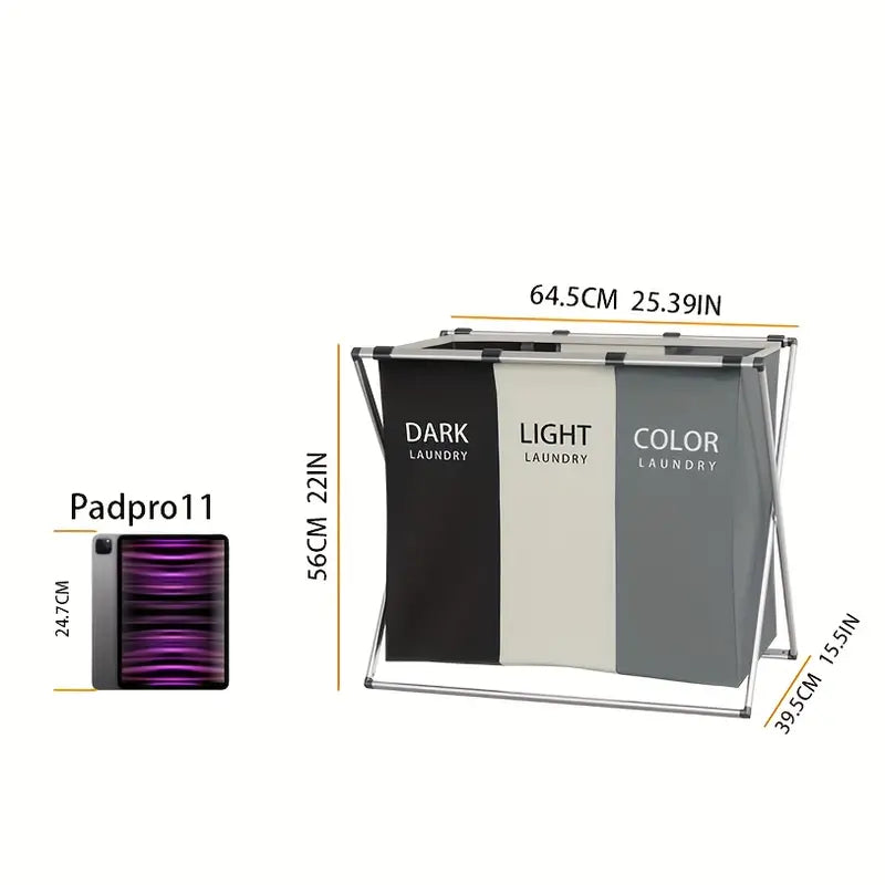 3 Compartment Laundry Basket (3550) Apricot