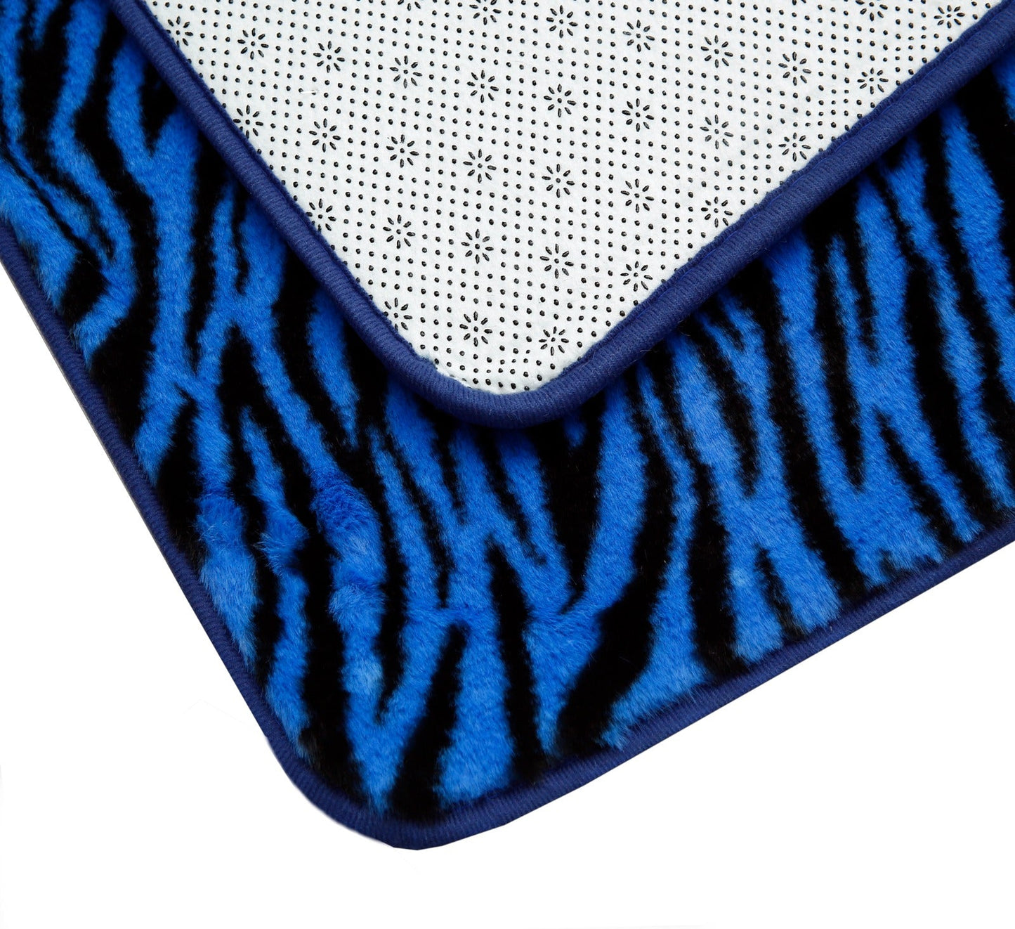 3 PCs Anti Skid Commode Mat Set-Blue Zebra Print Bath Mats Apricot