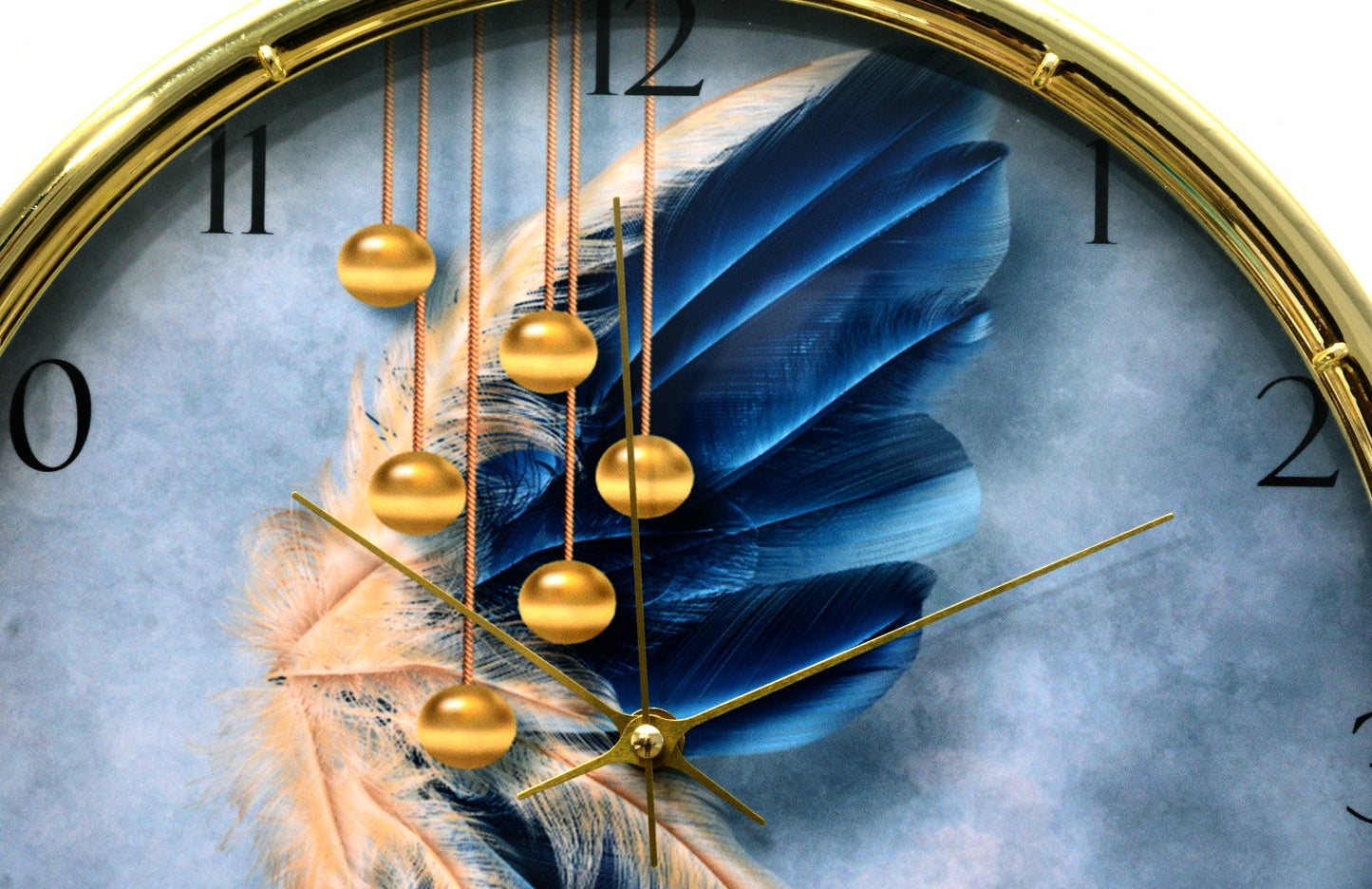 35 Cm Wall Clock-3D Feathers Clock Apricot