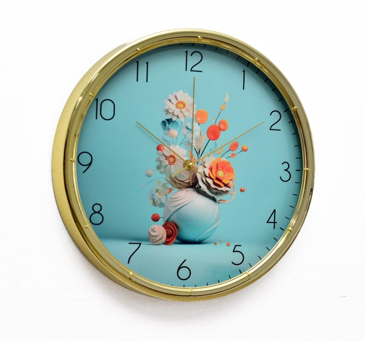 35 Cm Wall Clock SA-23-17-Flowers Bunch Clock Apricot