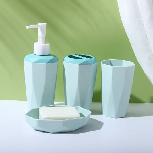 4 PCs PVC Bath Accessories Set-(2583)Green Bathroom Accessory Sets Apricot