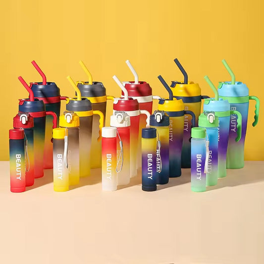 4 in 1 Water Bottle Set BPA Free-Yellow Apricot