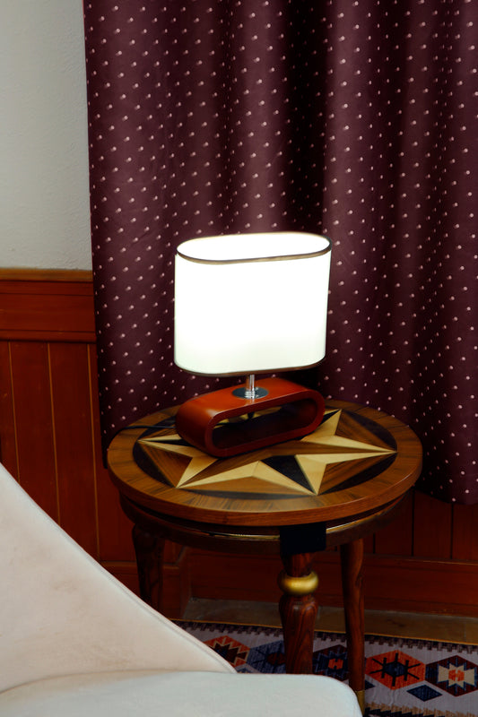 2 PCs Blackout Room Curtains-Plum Polka Curtains Apricot