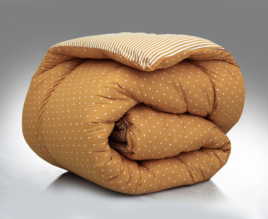 1 PC Single Comforter-Mustard Polka Comforters Apricot