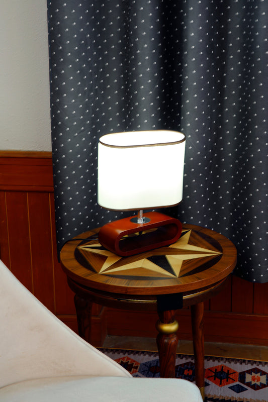 2 PCs Blackout Room Curtains-Grey Polka Curtains Apricot