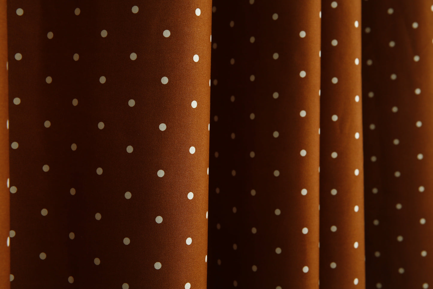 2 PCs Blackout Room Curtains-Brown Polka Curtains Apricot