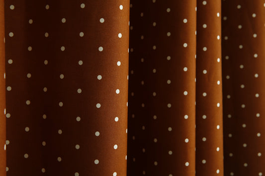 2 PCs Blackout Room Curtains-Brown Polka Curtains Apricot