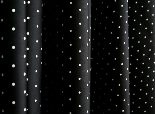 2 PCs Blackout Room Curtains-Black Polka Curtains Apricot