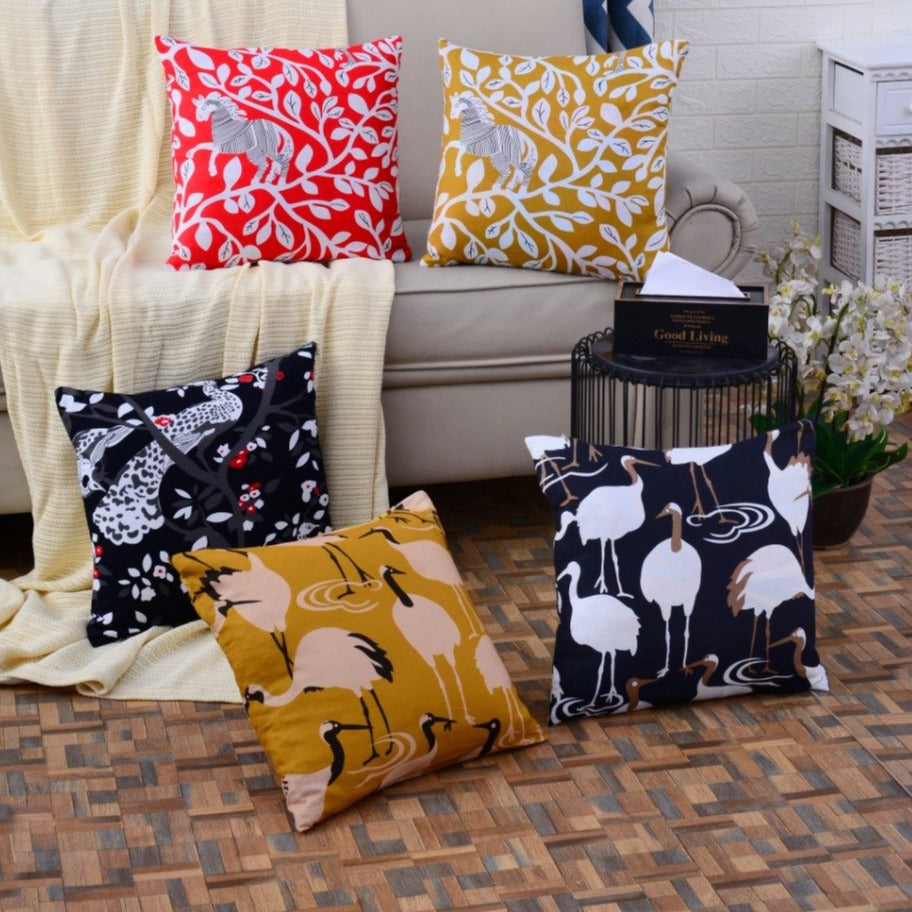 5 PCs White Ostrich Digital Printed Duck Cushions cushions Apricot