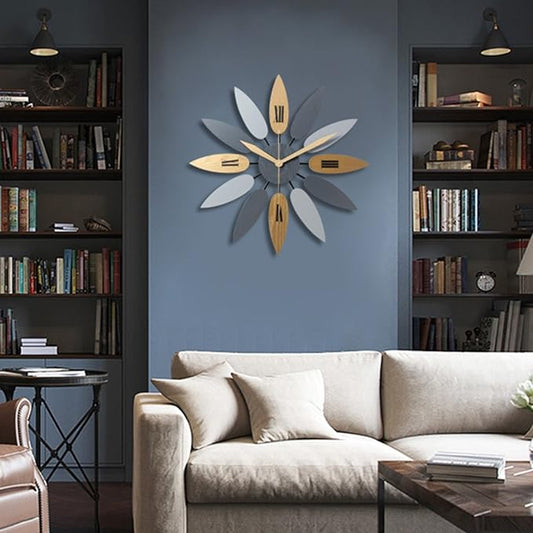 50CM Leave Shape Wall Clock Clock Apricot