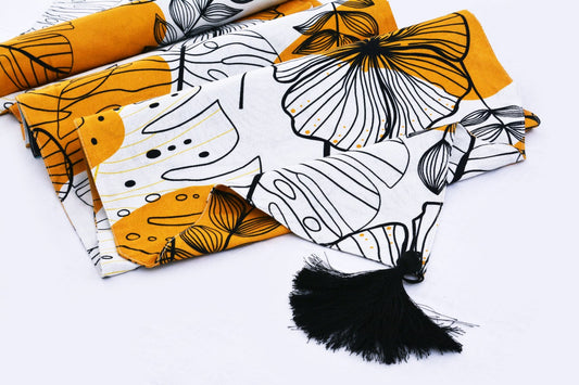 6 & 8 Seater Dining Table Runner-Yellow Orchid Table Runners Apricot