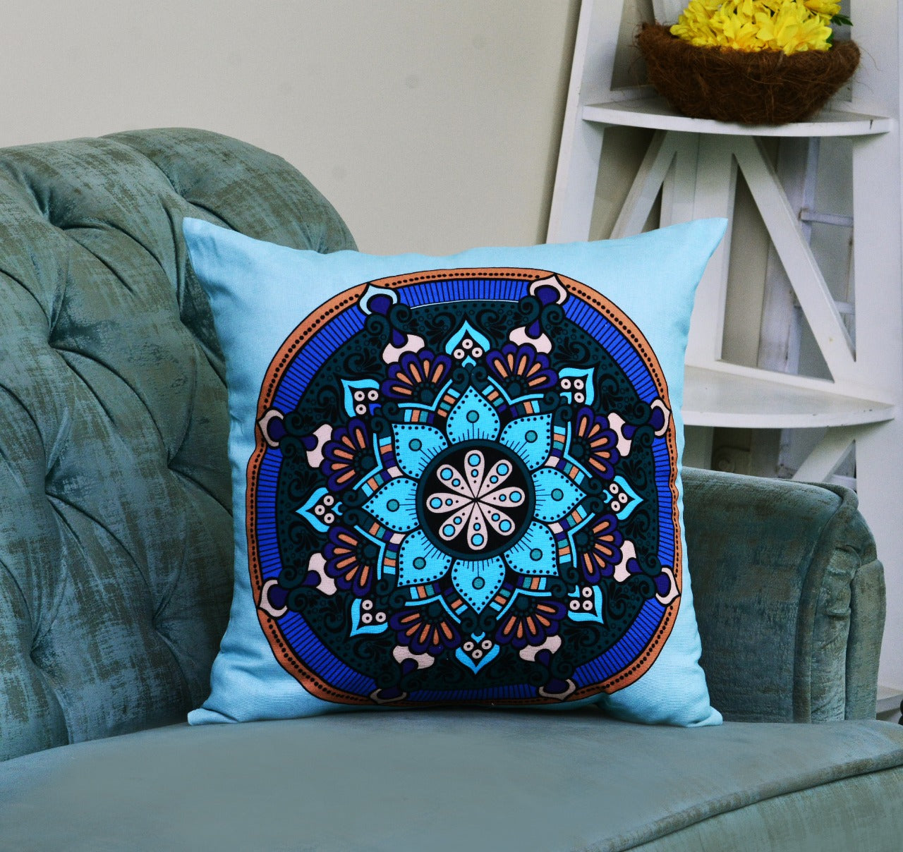 6 PCs Digital Printed Duck Cushions-Mexican Tiles cushions Apricot