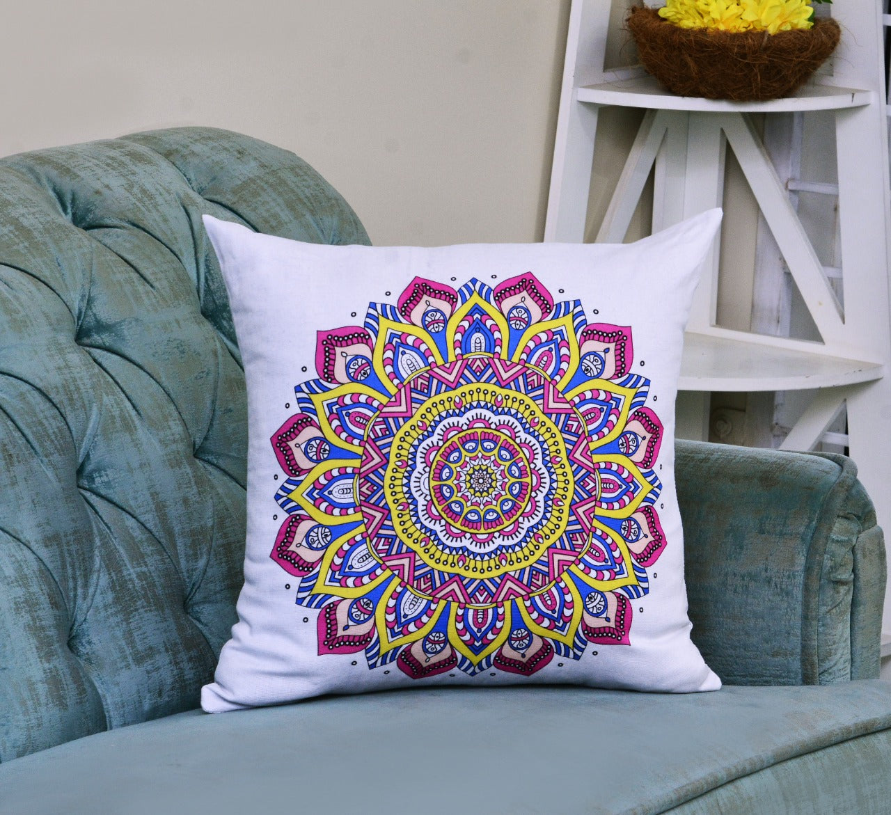 6 PCs Digital Printed Duck Cushions-Mexican Tiles cushions Apricot