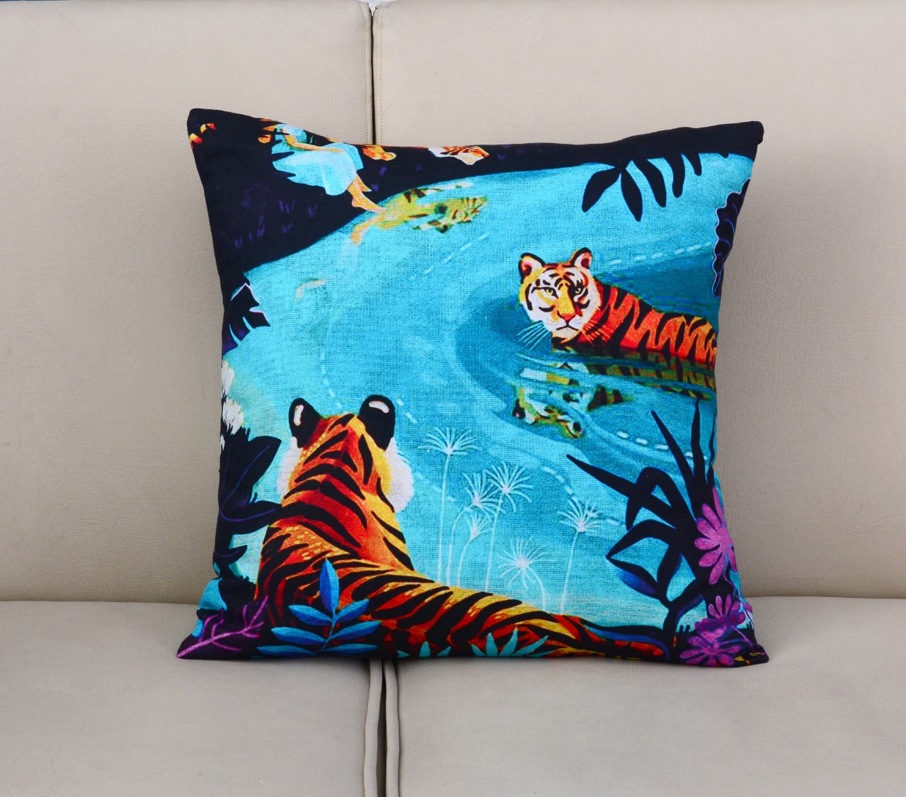 6 PCs Leopards Digital Printed Duck Cushions cushions Apricot