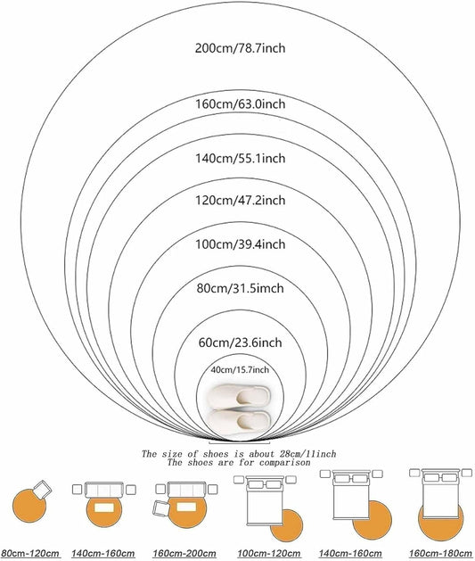 Living Room Rug 120 CM Round-Shedding Apricot