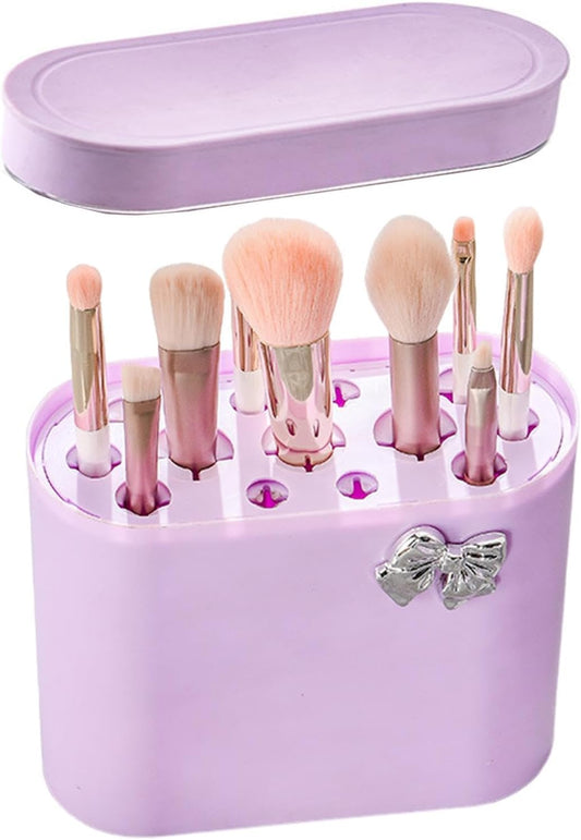 3 in 1 Makeup Brush Cleaning Box-Lilac Cosmetic Organizer Apricot