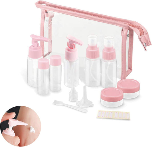7PCs BPA Free Portable Toiletry Containers Set-(SA2405-178) Cosmetic Pouches Apricot Pink