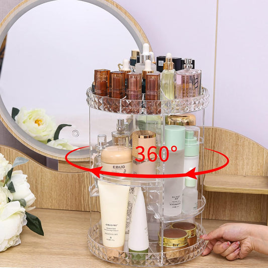360° Rotating Makeup Organizer Stand-SA2408-189 Cosmetic Organizer Apricot