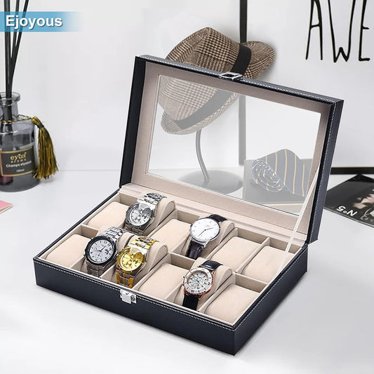 12 Slots Watch Organizer-SA2411-56(Black) Watch box Apricot