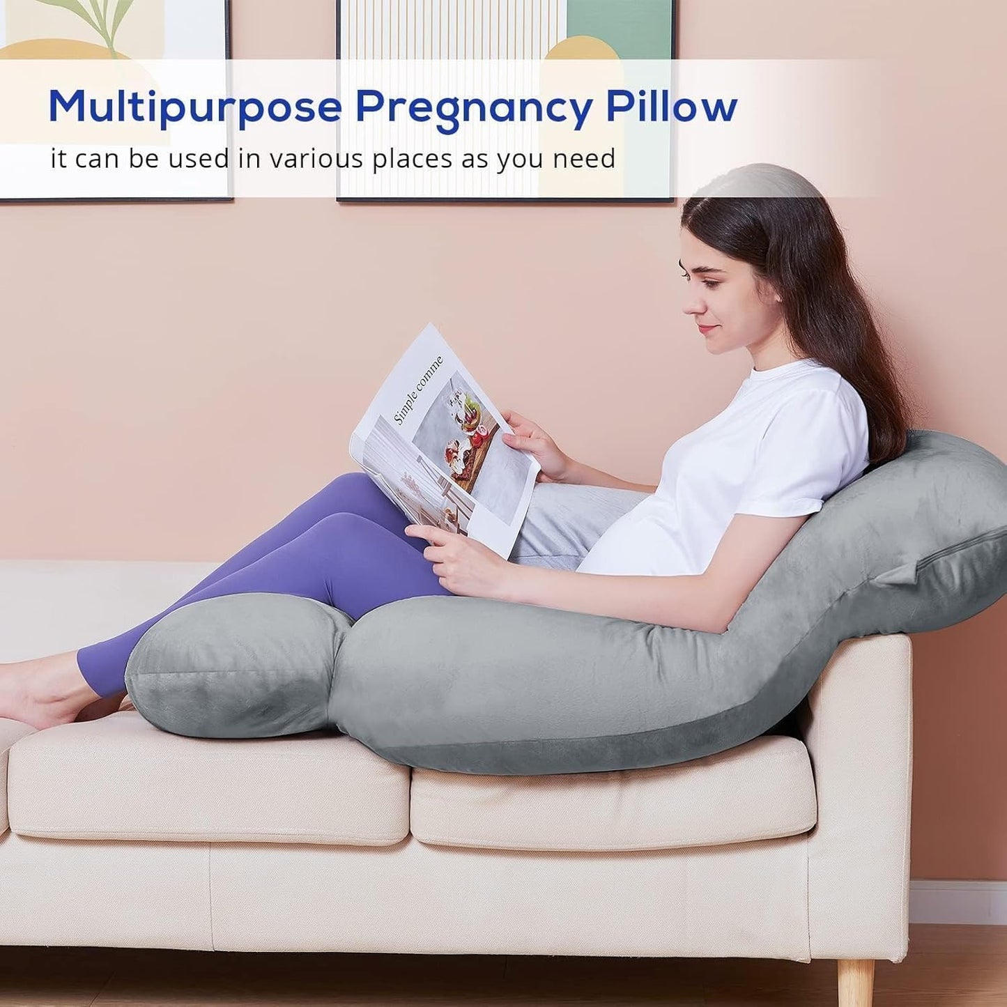 U Shaped Pregnancy Pillows for Sleeping(Assorted) Apricot