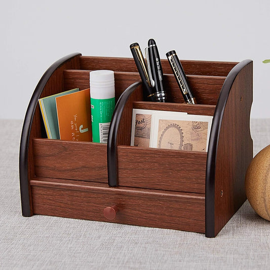 Multifunctional Wooden Pen/Pencil Holder Table Organizer Apricot