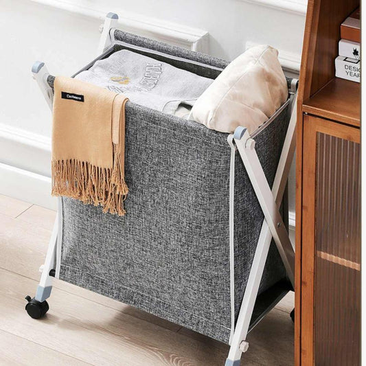 Folded Laundry Basket with Wheel (SA2510-105)Grey Apricot