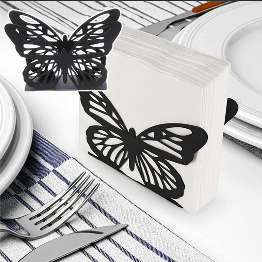 Metallic Napkins & Tissue Holder-Butterfly(SA2408-129) Tissue Box Apricot