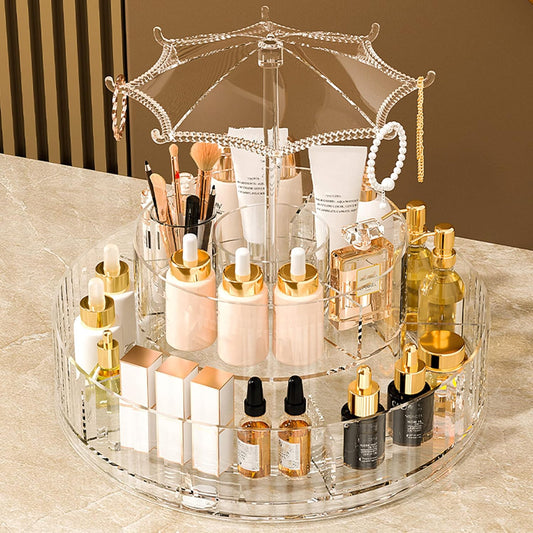 360° Rotating Makeup Organizer-SA2408-193 Cosmetic Organizer Apricot