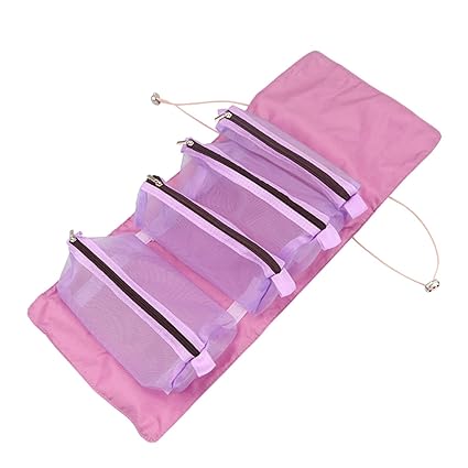 Adjustable Makeup Cosmetic Bag-5448-Purple Cosmetic Organizer Apricot