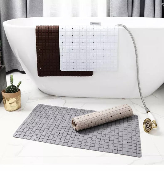 Anti Slip PVC Bathroom Mat-(2417)-Chocolate Brown Bath Mats Apricot